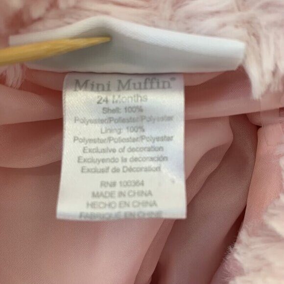 Mini Muffin Baby Girl Size 24 M Top Jacket Heart Buttons Soft Faux Fur Pink - Picture 4 of 7